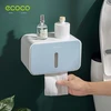 Ecoco Meiyijia prie sienos montuojamas tualetinio popieriaus laikiklis su lentyna, lipnus, nereikia gręžti: vonios su vandeniui ir dulkėms atsparia apsauga (mėlynas)