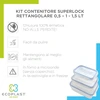Ecoplast 3 skaidrių indų rinkinys, sukraunami ir sandarūs, idealūs maisto laikymui ir konservavimui su maksimalia apsauga. Talpa 0,5 l, 1 l, 1,5 l
