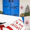 Ecsing 5 vnt. pakuotė, lipdukai su užrašu "there No Dog" anglų kalba, skirti tualetui, 250 x 150 mm, Pvc lipdukai, skirti naudoti lauko tualetuose, tinkami naudoti viduje ir lauke, vandeniui atsparūs lipdukai
