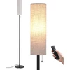 Edishine pastatomas šviestuvas svetainei 165 cm, pritemdomas Led pastatomas šviestuvas, pastatomas šviestuvas su nuotoliniu valdymu, E27 Led lemputė įtraukta, lininis gaubtas, vintažinis skaitymo šviestuvas miegamajam, juodas
