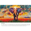 Edition Seidel Premium kalendorius Elephant Art 2025, formatas Din A3, sieninis kalendorius, gyvūnų kalendorius, dramblys, modernus pop meno tapybos stilius