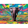 Edition Seidel Premium kalendorius Elephant Art 2025, formatas Din A3, sieninis kalendorius, gyvūnų kalendorius, dramblys, modernus pop meno tapybos stilius