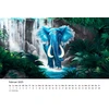 Edition Seidel Premium kalendorius Elephant Art 2025, formatas Din A3, sieninis kalendorius, gyvūnų kalendorius, dramblys, modernus pop meno tapybos stilius
