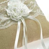 Einssein 1 x žiedų pagalvėlės rinkinys iš džiuto su gėlėmis 20 x 20 cm didelis + 2 x barstymo krepšeliai vestuvių pagalvėlė vestuviniai žiedai vintažinė vestuvių žiedų pagalvėlė vestuvių pagalvėlė širdelės vestuvių ceremonija