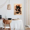 Ekeyr mielas juokingas juodas katės plakatas ramen makaronai sienų menas japoniški juodos katės paveikslėliai plakatai japoniškas maistas tokyo meno atspaudai virtuvės valgomojo kambario sienų menas