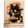 Ekeyr mielas juokingas juodas katės plakatas ramen makaronai sienų menas japoniški juodos katės paveikslėliai plakatai japoniškas maistas tokyo meno atspaudai virtuvės valgomojo kambario sienų menas