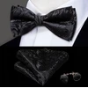Elegantiškas stilingas komplektas varlytė + nosinaitė + dovanų sąsagos - juodas raštas -69