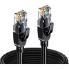 Elfcam® - 10 metrų ethernet cat 7 apvalus kabelis, lan kabelis su paauksuota rj45 jungtimi, tinklo kabelis 100% varinis standus instaliacinis kabelis, sftp, 28 awg, juodas, 10 m