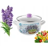 Emaliuotas puodas pleszew 22 cm 5,3 l sriubai, pietums, levandų dekoras