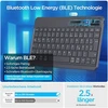 Emetok vokiška bluetooth klaviatūra, skirta Ipad Air/pro/mini/10.9/10.2/9.7/iphone/android, padidinti klavišų gaubteliai, įkraunama, Qwertz, nešiojama belaidė, itin plona, juoda (be apšvietimo)