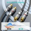 Emk 0.6m rca kabelis - ekranuotas pintas 2 rca kištukas į 2 rca kištuką audio kabelis namų kinui ir hi-fi sistemoms - sidabrinis rca audio stereo žemų dažnių garsiakalbio kabelis
