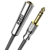 Emk 1/4" ilginimo kabelis, 6.35mm 1/4" stereo ausinių gitaros ilginimo kabelis iš tėviško į moterišką, paauksuotas ketvirčio colio ausinių ilginimo kabelis (2.4m)
