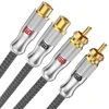 Emk 2 rca kištukas į 2 rca lizdą prailginimo laidas paauksuotas tvirtas stereo garso prailginimo laidas namų kinui 4m sidabrinis