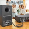 Emk 2rca žemų dažnių garsiakalbio kabelis rca prailginimo laidas 2rca kištukas į 2rca (r&l) kištuką aliuminio korpusas nailono pynimo stereo kabelis skirtas išmaniajam televizoriui, soundbar'ui, stiprintuvui, garsiakalbiui (2 metrai)