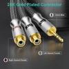 Emk stereo audio kabelis 3.5mm male į 2 rca female paauksuotas rca y skirstytuvas išmaniesiems telefonams mp3 planšetiniams kompiuteriams hifi stereo 0.3m