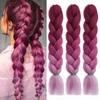 Emmor jumbo plaukų pynimo priauginimas, 60 cm, aukštai temperatūrai atsparios sintetinės skaidulos, 3 pakuočių iš anksto ištemptos box braids, plaukų pynimas, twist braids, nėrimas (ombre red)