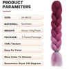 Emmor jumbo plaukų pynimo priauginimas, 60 cm, aukštai temperatūrai atsparios sintetinės skaidulos, 3 pakuočių iš anksto ištemptos box braids, plaukų pynimas, twist braids, nėrimas (ombre red)