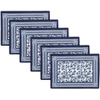 Encasa Xo valgomojo stalo padėkliukų rinkinys iš 6 dalių | Indigo-02 blokinis margintas medvilninis kanvos padėkliukas – 46 x 32 cm | Jaipur Sanganeri rankų darbo marginimas