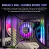 Enermax Liqmaxflo 240 mm cpu aio skysto aušinimo sistema (lga 1700, 1200, am5, am4) - xtreme dual chamber siurblys - argb vrm vandens bloko ventiliatorius - 380w+ tdp (2x 120 pwm argb silent flow ventiliatorius); elc-lmf240t-argb, juoda