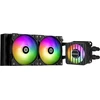 Enermax Liqmaxflo 240 mm cpu aio skysto aušinimo sistema (lga 1700, 1200, am5, am4) - xtreme dual chamber siurblys - argb vrm vandens bloko ventiliatorius - 380w+ tdp (2x 120 pwm argb silent flow ventiliatorius); elc-lmf240t-argb, juoda