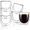 Erbo 6 espresso puodelių rinkinys, 80 ml dvigubų sienelių espresso puodeliai, espresso stiklinės, dvigubų sienelių, espresso puodelis, galima plauti indaplovėje, kavos puodelis espresso macchiato ristretto