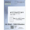 Etiketės spausdintuvui 96.5 x 42.3 mm, 100 lapų A4, lipnios