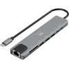Ewent usb-c hdmi 8-in-1 šakotuvas, usb-c į doką multiport 8-in-1, usb c šakotuvas su 1000mbps ethernet, hdmi 4k, 1 usb-c pd prievadas, 1 usb-c prievadas, 2 usb-a prievadai, 1 lan prievadas, 1 sd/tf kortelių skaitytuvas, aliuminis