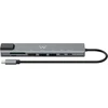 Ewent usb-c hdmi 8-in-1 šakotuvas, usb-c į doką multiport 8-in-1, usb c šakotuvas su 1000mbps ethernet, hdmi 4k, 1 usb-c pd prievadas, 1 usb-c prievadas, 2 usb-a prievadai, 1 lan prievadas, 1 sd/tf kortelių skaitytuvas, aliuminis