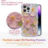 Eyzutak telefono dėklas, skirtas iphone 14 pro max, spalvingas, vintažinis gėlių aliejinis paveikslas su blizgučiais, banguoto rėmo formos, minkštas tpu, silikoninis, smūgiams atsparus apsauginis dėklas, buferio dangtelis, rožinis