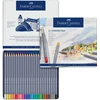 Faber-castell 114624 - Goldfaber akvareliniai pieštukai, 24 spalvų pieštukų rinkinys ir Amazon Basics - teptukų rinkinys menininkams, 10 skirtingų dydžių, skirtas menininkams, suaugusiems ir vaikams, mėlynas, 1 pakuotė