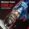 Fahefana 21 V akumuliatorinis suktuvas-gręžtuvas be šepetėlių, gręžtuvas su 2 akumuliatoriais, akumuliatorinis gręžtuvas 60 Nm Max, 25 + 3 sukimo momentai, 2 greičiai, Led, akumuliatorinis smūginis gręžtuvas, 29 priedai namų projektams