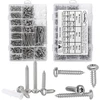 Fandway rinkinys, 400 vnt. torx sriegių su sriegikliu, nerūdijančio plieno a2-70 apvalios galvutės sriegiai, sriegikliai m3/m4/m5 medvaržčiai, savaime gręžiantys sriegiai, asortimentas su 3 antgaliais ir m6 inkaru.