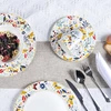 Fanquare 16 dalių porcelianinių indų rinkinys 4 asmenims, glod vintage indų rinkinys, pietų servizas su drugelių flora raštu