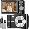 Fayibuy skaitmeninis fotoaparatas 50mp 1080p fhd su automatiniu fokusavimu 16x skaitmeniniu priartinimu, nešiojamas kompaktiškas fotoaparatas su 32gb sd kortele vaikams paaugliams pradedantiesiems (juodas)
