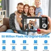 Fayibuy skaitmeninis fotoaparatas 50mp 1080p fhd su automatiniu fokusavimu 16x skaitmeniniu priartinimu, nešiojamas kompaktiškas fotoaparatas su 32gb sd kortele vaikams paaugliams pradedantiesiems (juodas)