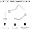 Fdcgas auskarų vėrimas į nosį – 24 vienetų skaidrus auskarų laikiklis, nematomas plastikinis skaidrus auskarų rinkinys, 16g18g20g nosies pertvaros kremzlės traguso auskarai, nosies smeigė auskarams paslėpti mokykloje ir darbe