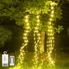 Fėja žiburiai, maitinami baterijomis, 10 gijų, 2 m, 200 led, vandeniui atsparūs fėja žiburiai, 8 šviesos režimai, krioklio fėja žiburiai su nuotolinio valdymo pulteliu, varinės vielos fėja žiburiai vidaus ir lauko dekoravimui