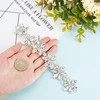 Fingerinspire Blizganti gėlės formos stiklo kalnų krištolo apykaklės apdaila (platina, 21,2 x 3,6 cm) krištolo grandinėlė su skylute, dekoratyvinė kalnų krištolo aplikacija gėlių grandinėlė „pasidaryk pats“ batams, diržui, krepšiui, skrybėlei, plaukų juos