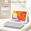 Fintie klaviatūros dėklas, skirtas ipad 10.2 colių (9/8/7 kartos – 2021/2020/2019), apsauginis dėklas su tpu galiniu dangteliu, pieštuko laikikliu ir magnetine nuimama klaviatūra su qwertz išdėstymu, starlight