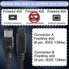 Firewire 9-pin į 6-pin kabelis duomenų perdavimui