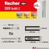 Fisher Fischer 8 x 80mm pilki prailginti kaiščiai su varžtu