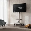 Laikiklis Fitueyes tv grindų stovas su medine lentyna, tv stovas su ratukais, reguliuojamo aukščio pasukamas stovas 32–70 colių plokščiaekraniams televizoriams iki 40 kg, maks. vesa 400 x 600