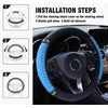 Flaconi automobilio vairo užvalkalas, automobilio aksesuarai, vairo užvalkalas, automobilio interjero aksesuarai, vairo užvalkalai, odinis vairo užvalkalas, vairo užvalkalas (mėlynas)