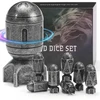 Fonvgogo metalinis dnd kauliukų rinkinys „rocket“ su 7 dalimis ir besisukančiu konteineriu raketos formos, šaunus dnd kauliukų rinkinys „bullet“, skirtas „dungeons and Dragons“ d&d dovanai (rocket Old Sidabrinis)