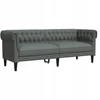 Fotelis Chesterfield sofa, trivietė, tamsiai pilka, apmušta audiniu
