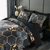 Freyamy 3d marmuro patalynės komplektas 135 x 200 cm, 2 dalių, juodo aukso geometrinis marmuro raštas, prabangi patalynė, 100% mikropluošto patalynės komplektai, minkštas antklodės užvalkalas su užtrauktuku ir pagalvės užvalkalas 80 x 80 cm