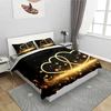 Freyamy 3d patalynės komplektas su širdelėmis 220 x 240 cm, 3 dalių, juodos ir aukso spalvų širdelių motyvas, prabangi patalynė, minkštas mikropluoštas, vaikiška patalynė mergaitėms, antklodės užvalkalas su užtrauktuku ir 2 pagalvių užvalkalai 80 x 80 cm