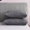 Freyamy seersucker pagalvėlės užvalkalas 40 x 80 cm, 2 vnt., pilkas reljefinis dryžuotas tekstūruotas elegantiškas pagalvėlės užvalkalas, šlifuotas mikropluoštas, minkštas pagalvėlės užvalkalas su užtrauktuku