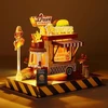 Funpola 3d medinis dėlionė Burger Truck modelis - pasidaryk pats miniatiūrinis maisto sunkvežimio lėlių namelio transporto priemonės rinkinys su Led lemputėmis - puiki kūrybinė dovana vaikams ir suaugusiems (mėsainiai)