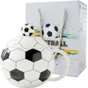 Futbolo puodelis, futbolo kavos puodelis su dangteliu ir šaukšteliu, 400 ml futbolo keramikinis puodelis, futbolo dovanos vyrams, futbolo gerbėjams, berniukams, mergaitėms, gimtadienio proga (football Cup)